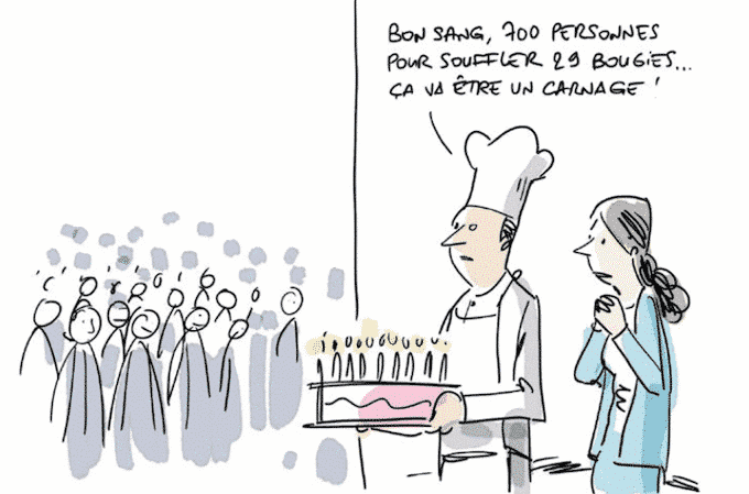 Illustration invitation anniversaire grand groupe de 700 personnes