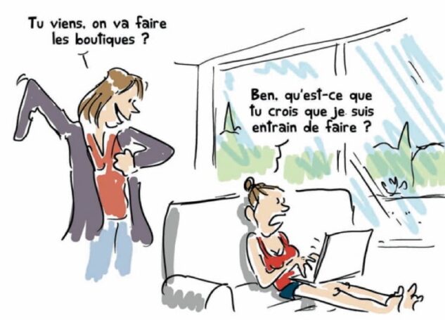 dessin de société : le monde virtuel et les jeunes