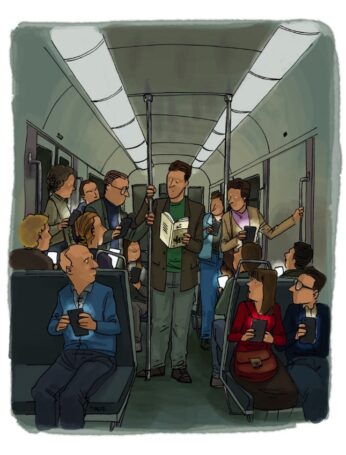 Illustration dessin d'actualité et de société : dans le métro