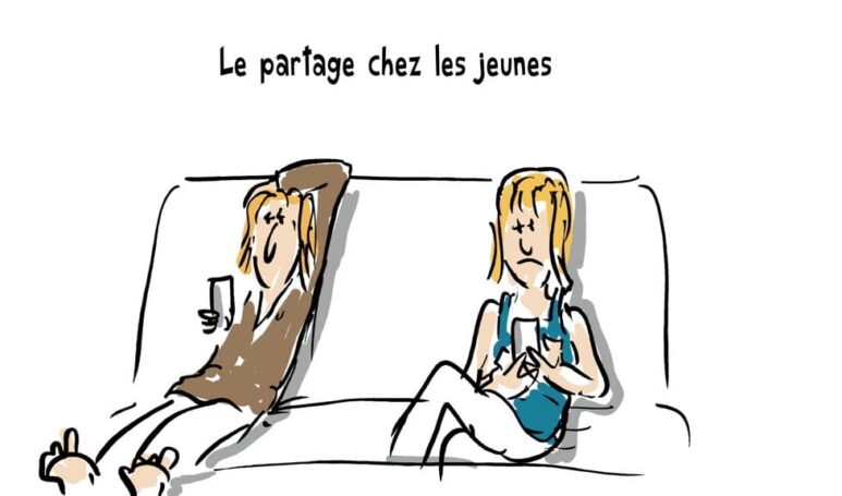 Illustration dessin d'actualité et de société : les jeunes et les écrans