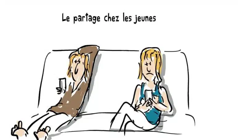 Illustration dessin d'actualité et de société : les jeunes et les écrans Illustration dessin d'actualité et de société : les jeunes et les écrans