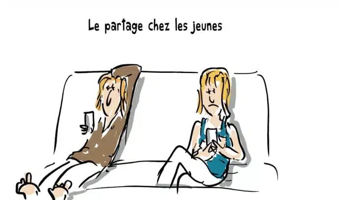 Illustration dessin d'actualité et de société : les jeunes et les écrans Illustration dessin d'actualité et de société : les jeunes et les écrans