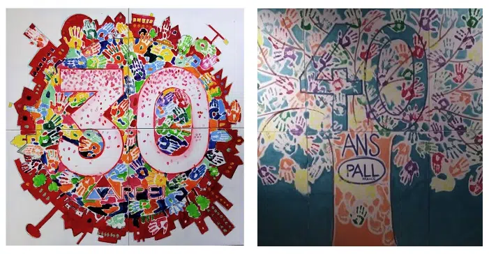 Animation participative pour fresque peinture anniversaire d'entreprise Animation participative pour fresque peinture anniversaire d'entreprise