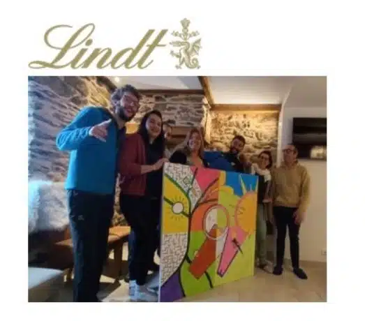Fresque atelier Lindt equipe La fresque en équipes atelier création oeuvre artistique
